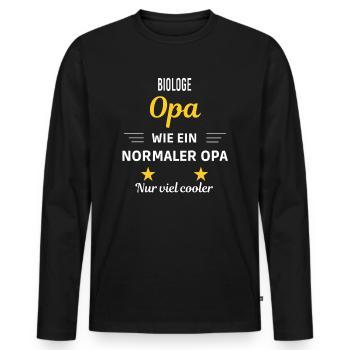 Opa wie ein normaler nur viel cooler Biologe - Männer Premium Bio Langarmshirt - Schwarz - Vorne - Nico (187cm)