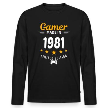 Gamer fait en 1981 - T-shirt manches longues Premium bio Homme - noir - Devant - Nico (187cm)