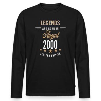 Legends are born in August 2000 - Men's Premium Organic Long Sleeve Shirt - black - Front - Nico (187cm)