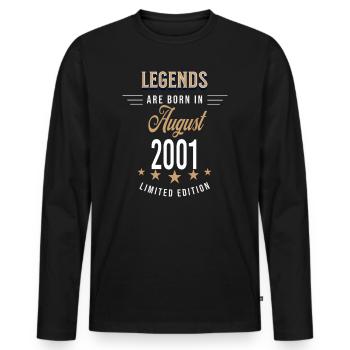 Legends are born in August 2001 - Men's Premium Organic Long Sleeve Shirt - black - Front - Nico (187cm)