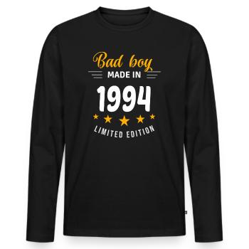 Bad boy réalisé en 1994 - T-shirt manches longues Premium bio Homme - noir - Devant - Nico (187cm)