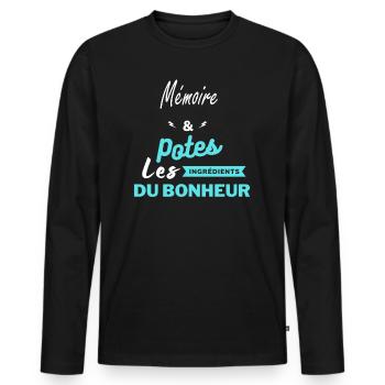 potes les ingrédients du bonheur Mémoire - T-shirt manches longues Premium bio Homme - noir - Devant - Nico (187cm)
