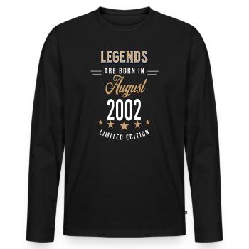 Les légendes naissent en août 2002 - T-shirt manches longues Premium bio Homme - noir - Devant - Nico (187cm)