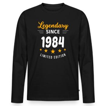 Legendary since 1984 - Men's Premium Organic Long Sleeve Shirt - black - Front - Nico (187cm)