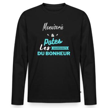 potes les ingrédients du bonheur Menuiserie - T-shirt manches longues Premium bio Homme - noir - Devant - Nico (187cm)