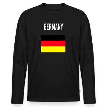 Deutschland FLAGGE - Männer Premium Bio Langarmshirt - Schwarz - Vorne - Nico (187cm)