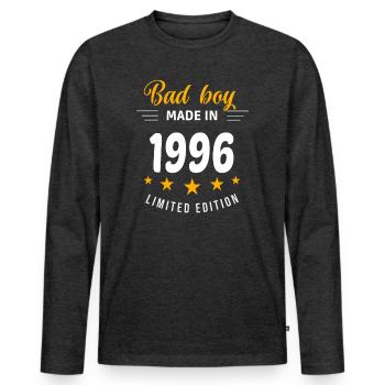 Bad Boy aus dem Jahr 1996 - Männer Premium Bio Langarmshirt - Anthrazit meliert - Vorne - Nico (187cm)