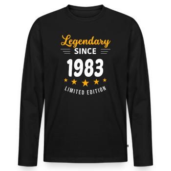 Legendär seit 1983 - Männer Premium Bio Langarmshirt - Schwarz - Vorne - Nico (187cm)