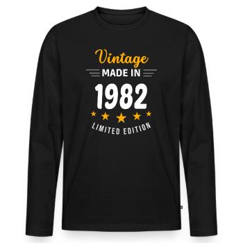 Vintage made in 1982 - Men's Premium Organic Long Sleeve Shirt - black - Front - Nico (187cm)