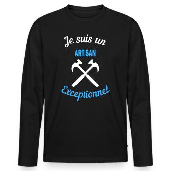 Je suis un Exceptionnel ARTISAN - T-shirt manches longues Premium bio Homme - noir - Devant - Nico (187cm)