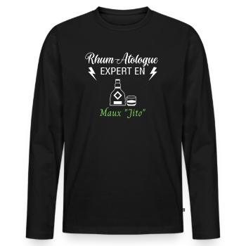 Rhum-Atologue - T-shirt manches longues Premium bio Homme - noir - Devant - Nico (187cm)