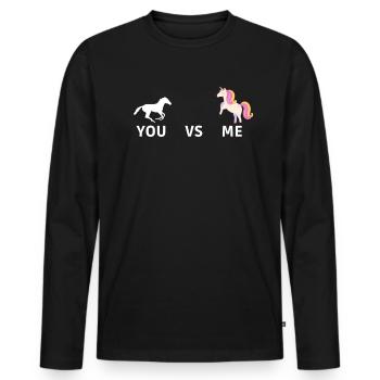 Du gegen mich HORSE UNICORN - Männer Premium Bio Langarmshirt - Schwarz - Vorne - Nico (187cm)