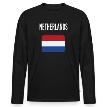 Netherlands FLAG - Men's Premium Organic Long Sleeve Shirt - black - Front - Nico (187cm)