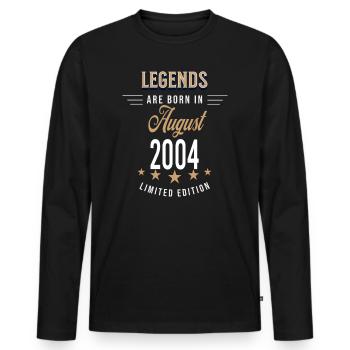 Legends are born in August 2004 - Men's Premium Organic Long Sleeve Shirt - black - Front - Nico (187cm)
