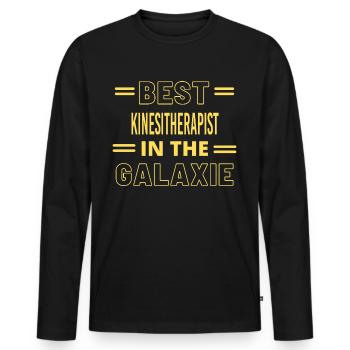 Best Ever IN THE GALAXIE KINESITHERAPIST - Männer Premium Bio Langarmshirt - Schwarz - Vorne - Nico (187cm)
