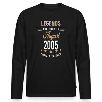 Legends are born in August 2005 - Men's Premium Organic Long Sleeve Shirt - black - Front - Nico (187cm)