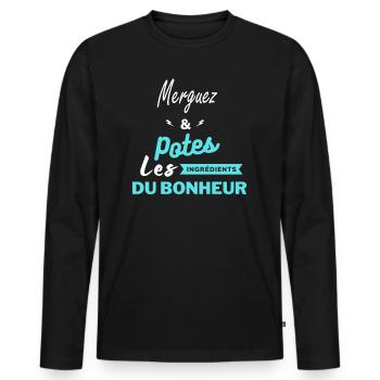 potes les ingrédients du bonheur Merguez - T-shirt manches longues Premium bio Homme - noir - Devant - Nico (187cm)