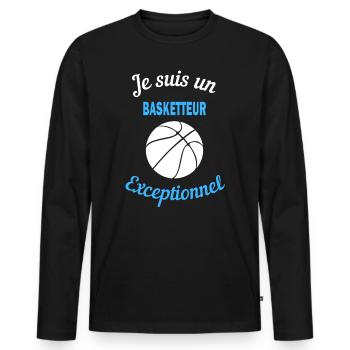 Je suis un Exceptionnel basketteur - T-shirt manches longues Premium bio Homme - noir - Devant - Nico (187cm)