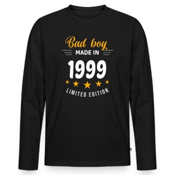 Bad boy réalisé en 1999 - T-shirt manches longues Premium bio Homme - noir - Devant - Nico (187cm)