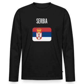 Serbia FLAG - Men's Premium Organic Long Sleeve Shirt - black - Front - Nico (187cm)