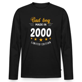 Bad boy réalisé en 2000 - T-shirt manches longues Premium bio Homme - noir - Devant - Nico (187cm)