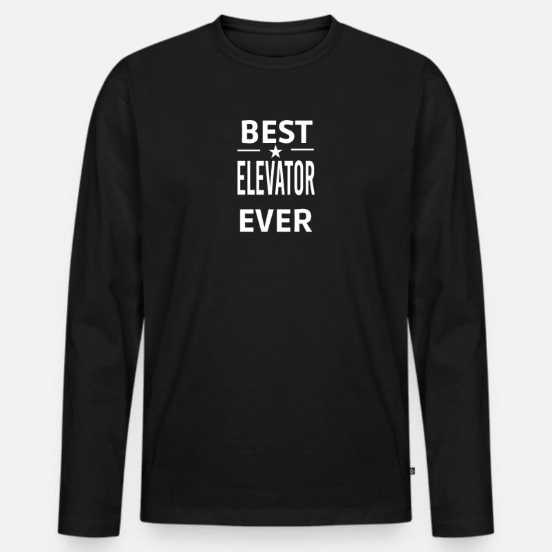 Best Ever ELEVATOR - Men's Premium Organic Long Sleeve Shirt - black