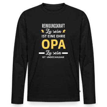 sein ist ehre OPA ist undezahlbar Reinigungskraft - Männer Premium Bio Langarmshirt - Schwarz - Vorne - Nico (187cm)