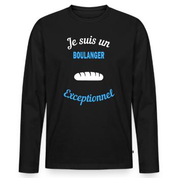 Je suis un Exceptionnel BOULANGER - T-shirt manches longues Premium bio Homme - noir - Devant - Nico (187cm)