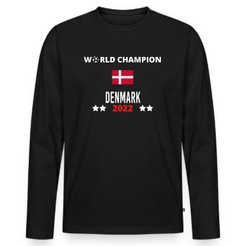 Denmark World Champion 2022 - Men's Premium Organic Long Sleeve Shirt - black - Front - Nico (187cm)