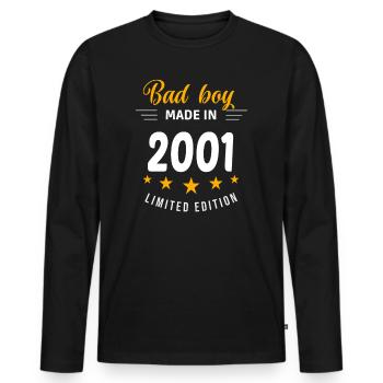 Bad boy réalisé en 2001 - T-shirt manches longues Premium bio Homme - noir - Devant - Nico (187cm)