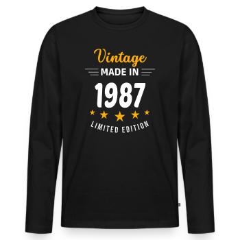 Vintage made in 1987 - Men's Premium Organic Long Sleeve Shirt - black - Front - Nico (187cm)