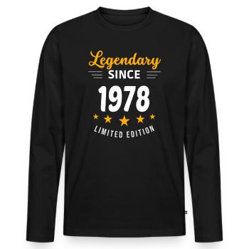 Légendaire depuis 1978 - T-shirt manches longues Premium bio Homme - noir - Devant - Nico (187cm)