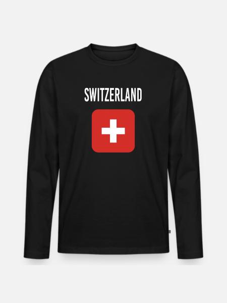Schweiz FLAGGE - Männer Premium Bio Langarmshirt - Schwarz