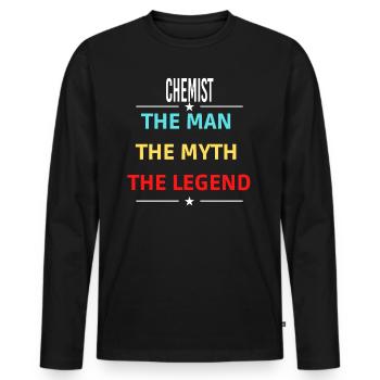 The Man The Myth The Legend CHEMIST - Men's Premium Organic Long Sleeve Shirt - black - Front - Nico (187cm)