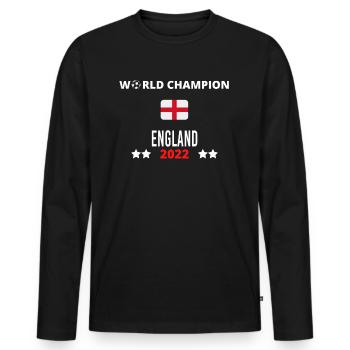 England World Champion 2022 - Men's Premium Organic Long Sleeve Shirt - black - Front - Nico (187cm)