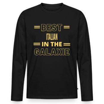 Best Ever IN THE GALAXIE ITALIENISCH - Männer Premium Bio Langarmshirt - Schwarz - Vorne - Nico (187cm)