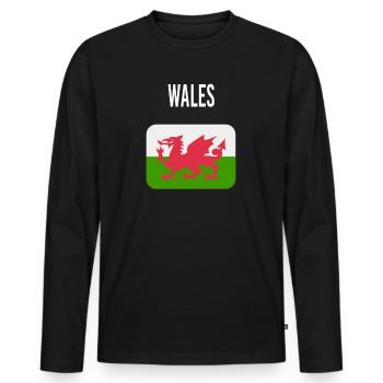 Wales FLAG - Men's Premium Organic Long Sleeve Shirt - black - Front - Nico (187cm)