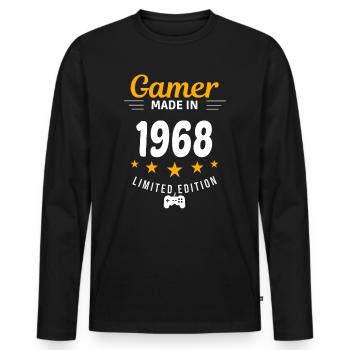 Gamer made in 1968 - Men's Premium Organic Long Sleeve Shirt - black - Front - Nico (187cm)