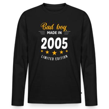 Bad boy réalisé en 2005 - T-shirt manches longues Premium bio Homme - noir - Devant - Nico (187cm)
