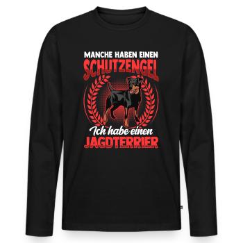 Jagdterrier mein Schutzengel Deutscher Jagdterrier - Männer Premium Bio Langarmshirt - Schwarz - Vorne - Nico (187cm)