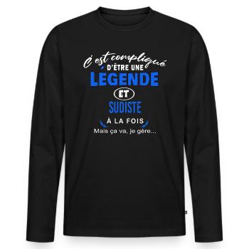 humour Légende et SUDISTE cadeau - T-shirt manches longues Premium bio Homme - noir - Devant - Nico (187cm)