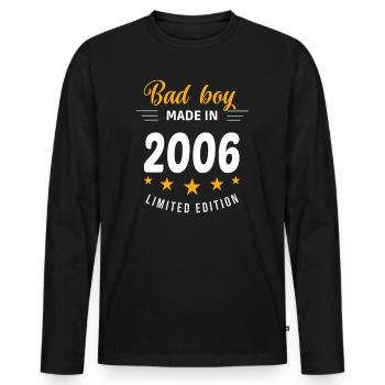 Bad boy fait en 2006 - T-shirt manches longues Premium bio Homme - noir - Devant - Nico (187cm)