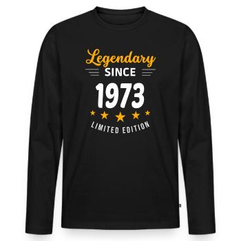 Legendary since 1973 - Men's Premium Organic Long Sleeve Shirt - black - Front - Nico (187cm)