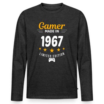Gamer aus dem Jahr 1967 - Männer Premium Bio Langarmshirt - Anthrazit meliert - Vorne - Nico (187cm)