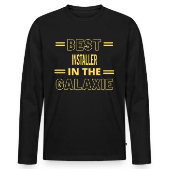 Das beste ALLER ZEITEN IM GALAXIE-INSTALLER - Männer Premium Bio Langarmshirt - Schwarz - Vorne - Nico (187cm)