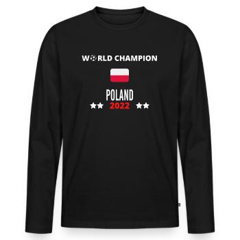 Pologne Championne du Monde 2022 - T-shirt manches longues Premium bio Homme - noir - Devant - Nico (187cm)
