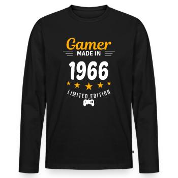 Gamer aus dem Jahr 1966 - Männer Premium Bio Langarmshirt - Schwarz - Vorne - Nico (187cm)