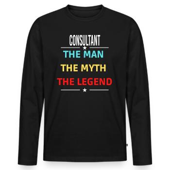 Der Mann Der Mythos Die Legende CONSULTANT - Männer Premium Bio Langarmshirt - Schwarz - Vorne - Nico (187cm)