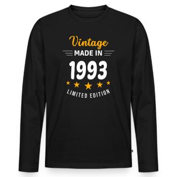 Vintage made in 1993 - Men's Premium Organic Long Sleeve Shirt - black - Front - Nico (187cm)