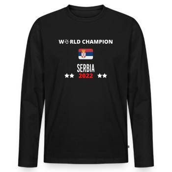 Serbia World Champion 2022 - Men's Premium Organic Long Sleeve Shirt - black - Front - Nico (187cm)